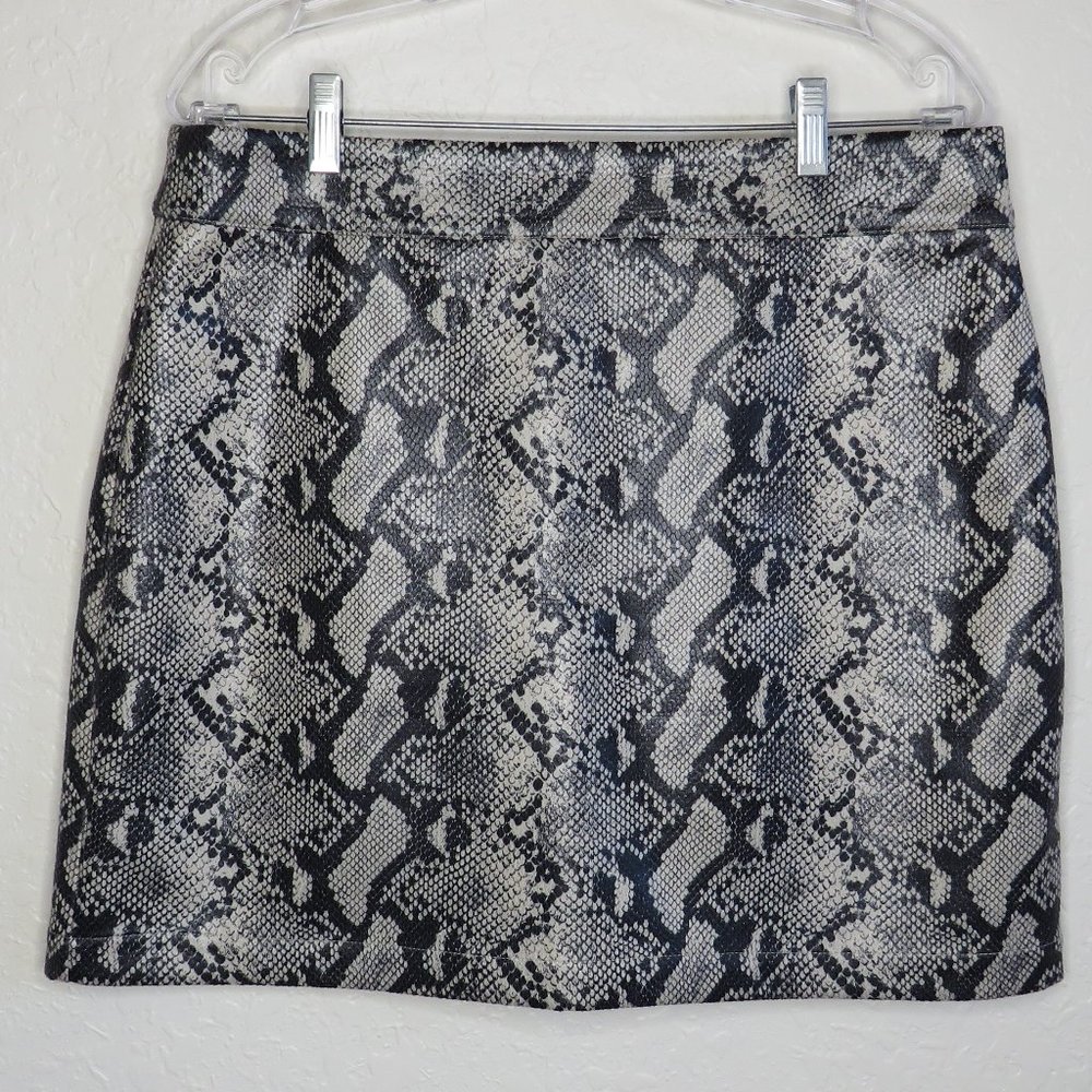 Vylette* Women's Fully Lined Back Zip Snakeskin Design Midi Pencil Skirt~ Large